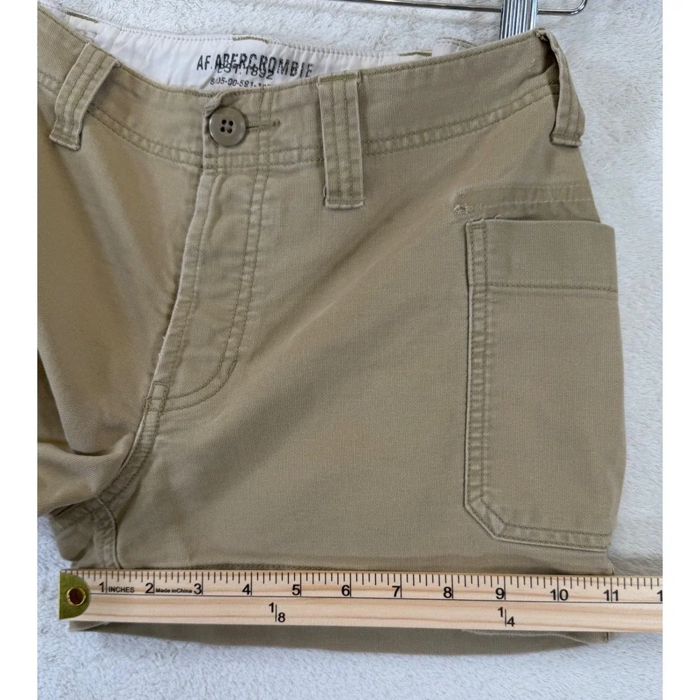 Vintage Abercrombie & Fitch Khaki Utility Shorts Size 4 Button Fly Cinch Sides
